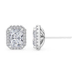 14K 1.5ct Lab Grown Diamond Radiant Cut Halo Stud Earrings