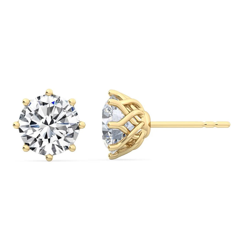 18K Solid Gold Round Brilliant 2.0 CTW 8-Prong Lab Grown Diamond Stud Earrings - Alternate Angle