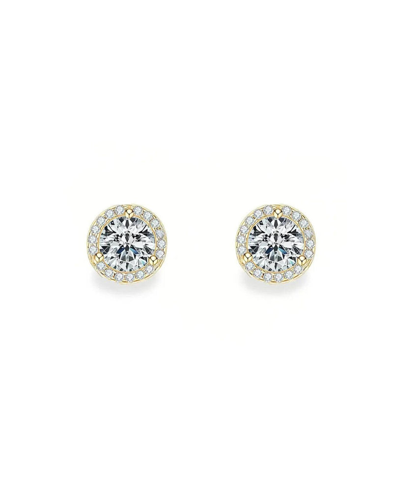 14K 1ct Natural Diamond Halo Stud Earrings