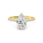 18K Solid Gold 1.67 CT Pear Lab Grown Diamond Engagement Ring with Pave Band and Brilliant Cut - Detail | Riyanika Jewels