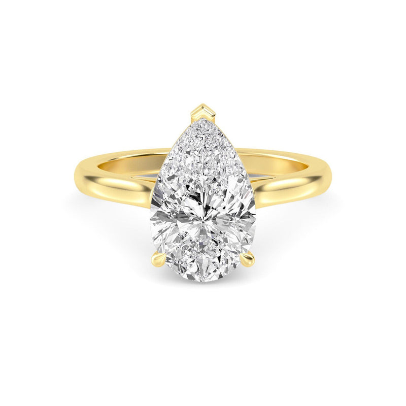 Elegant 1.50 Carat Pear Cut Natural Diamond Engagement Ring Set in 18K Solid Gold - Detail