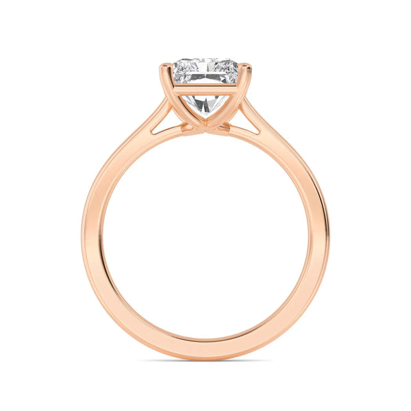 18K Solid Gold 1.6ct Radiant Cut Natural Diamond Solitaire Engagement Ring - Side View | Riyanika Jewels