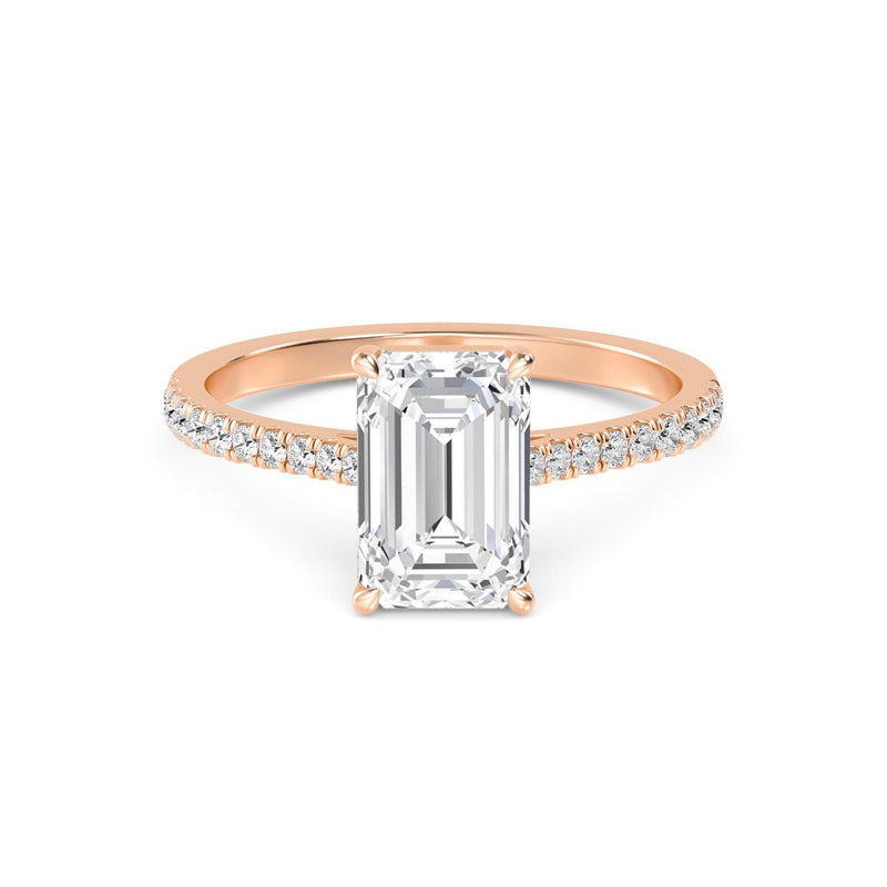 18K Solid 1.71 CT Emerald Cut Solitaire Lab Grown Diamond Engagement Ring - Side View