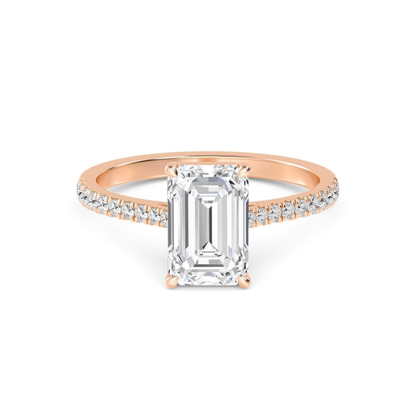 14K 1.5ct Natural Diamond Emerald Cut Solitaire Engagement Ring