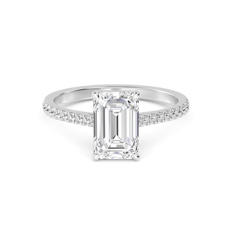18K Solid 1.71 CT Emerald Cut Solitaire Natural Diamond Engagement Ring