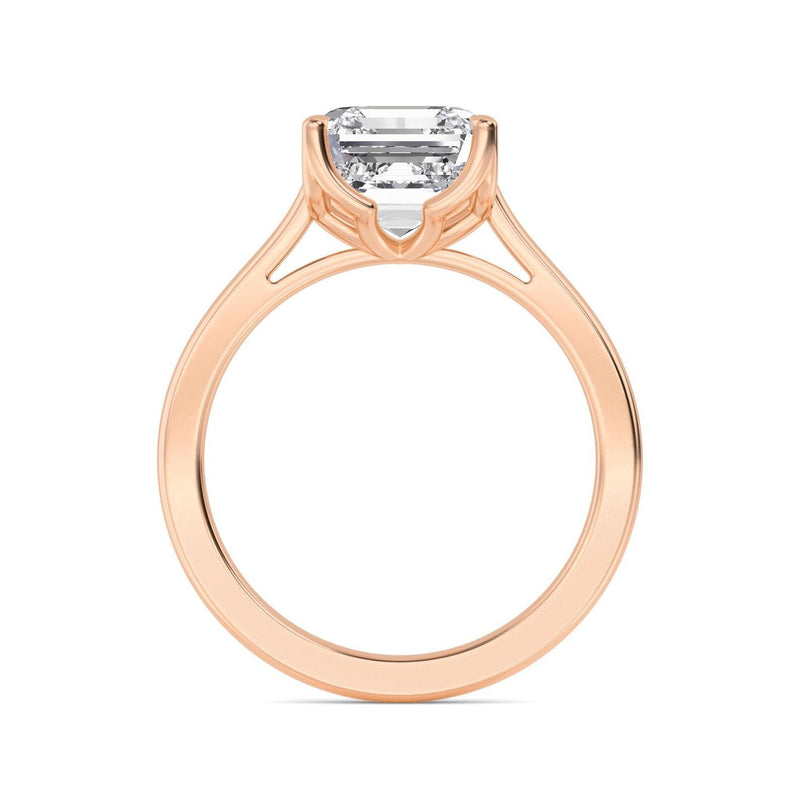 14K 1.5ct Natural Diamond Asscher Cut Solitaire Engagement Ring