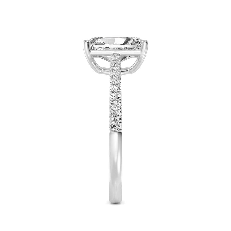 18K Solid Gold 1.69 CT Radiant Cut Solitaire Hidden Halo Lab Grown Diamond Engagement Ring - Close Up | Riyanika Jewels