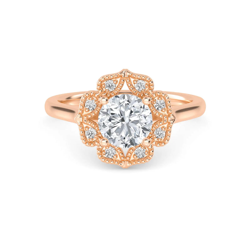 14K 1.18ct Lab Grown Diamond Round Cut Halo Engagement Ring