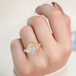 18K Solid Gold 1.50CT Vintage-Inspired Round Brilliant Cut Lab Grown Diamond Floral Halo - Side View