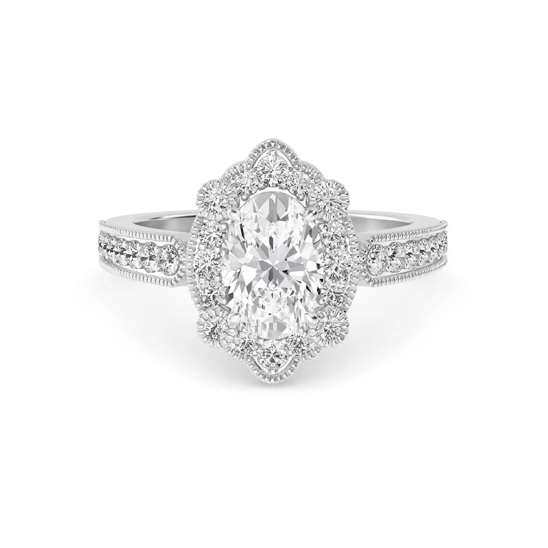 14K 1.5ct Lab Grown Diamond Oval Cut Halo Engagement Ring