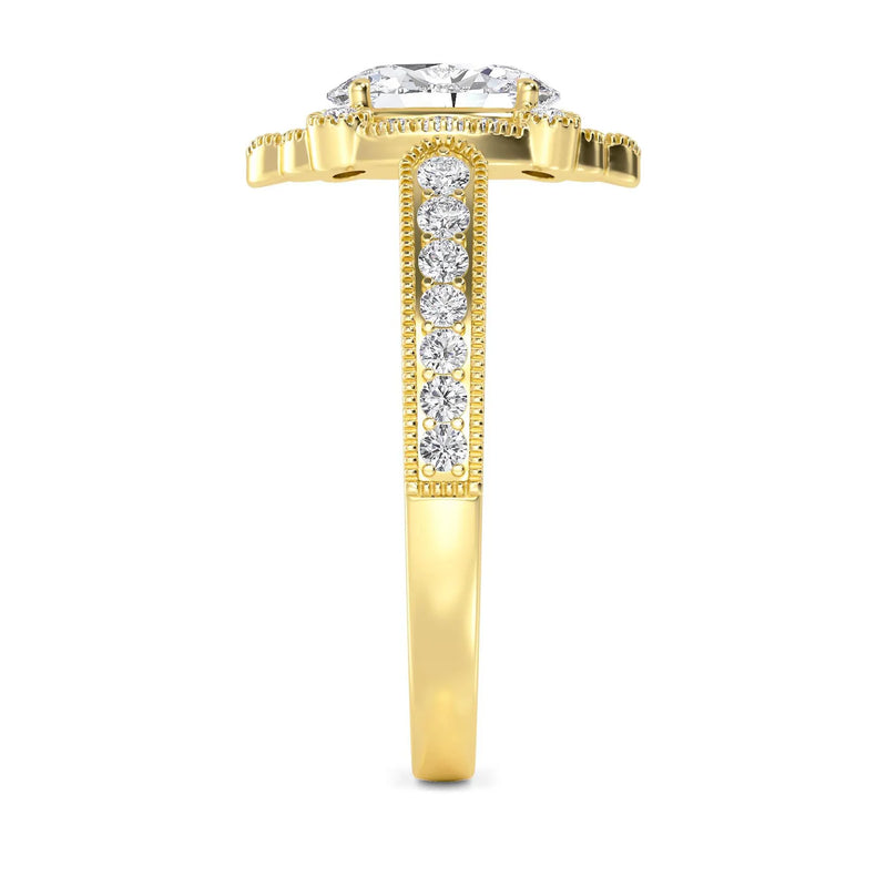 14K 1.5ct Natural Diamond Oval Cut Halo Engagement Ring
