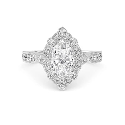 14K 1.36ct Lab Grown Diamond Oval Cut Halo Engagement Ring