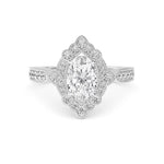 14K 1.5ct Natural Diamond Oval Cut Halo Engagement Ring