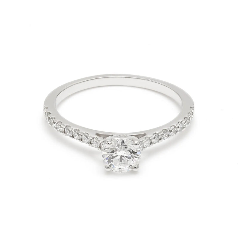 18K Solid Gold 0.77 CT Round Natural Diamond Solitaire Engagement Ring - Close Up | Riyanika Jewels