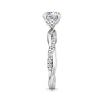 18K Solid Gold 1.18Ct Round Lab Grown Diamond Pavé Twisted Solitaire Engagement Rin - View 6