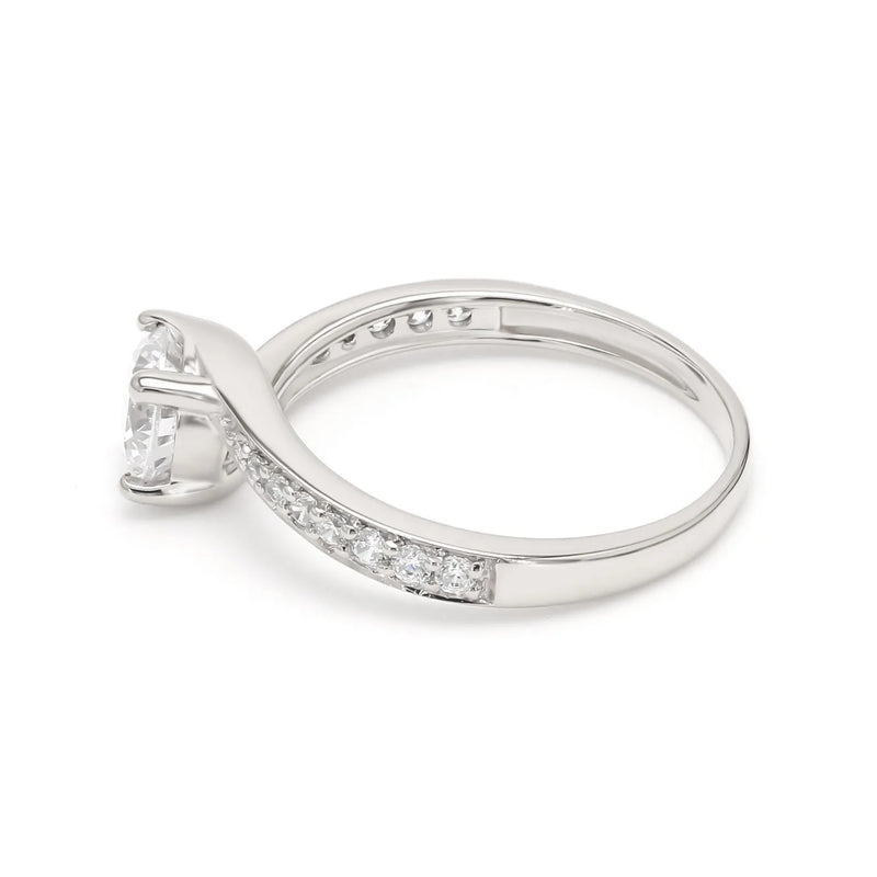 14K 1.5ct Natural Diamond Round Cut Side Stone Engagement Ring