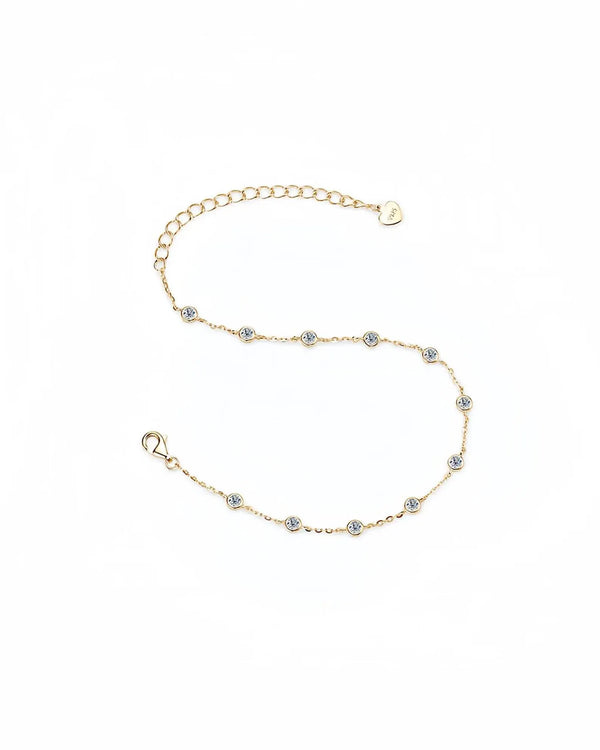 18K Solid Gold 0.6ctw Diamond by the Yard Bracelet | Diamond Bezel Station Bracelet - Side View | Riyanika Jewels