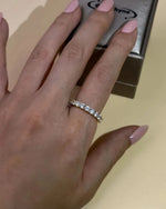 18K Solid Gold 1.5 Carat Lab Grown Diamond 15 Stone Anniversary Ring | 1.5 Carat Diamond - Side View