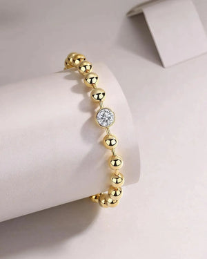 18K Solid Gold Beaded 1 Carat Natural Diamond Bracelet