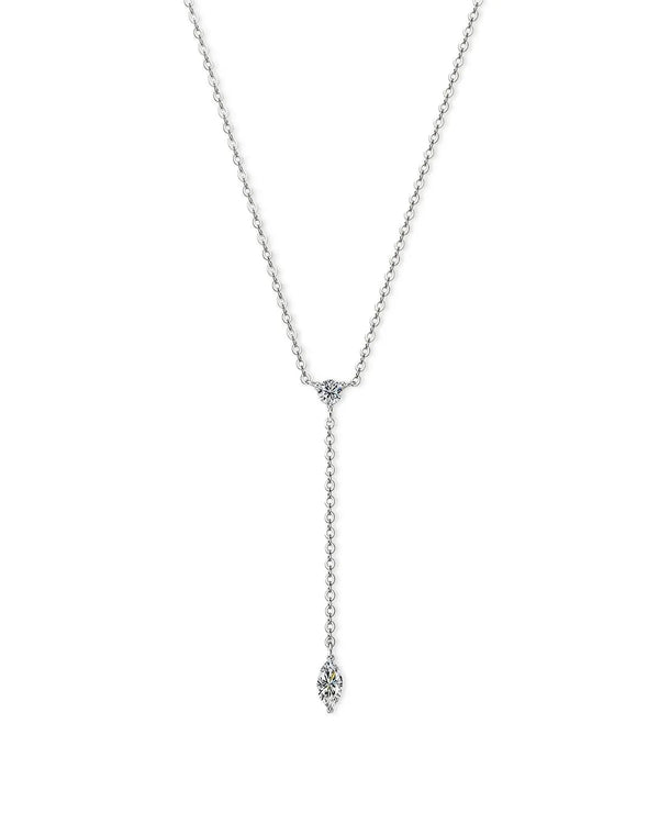 Marquise Natural Diamond Y Necklace in 18K Solid Gold | Dainty Lariat Drop Chain Necklace