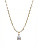 14K 3ct Natural Diamond Pear Cut Solitaire Statement Necklace