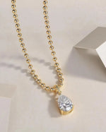 14K 3ct Lab Grown Diamond Pear Cut Statement Necklace