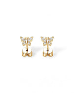 14K Solid Gold Natural Diamond Butterfly Stud Earrings