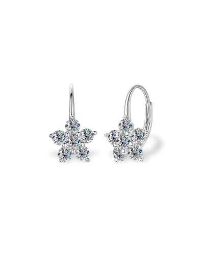 18K Solid Gold 1.2ctw Delicate Floral Natural Diamond Stud Earrings