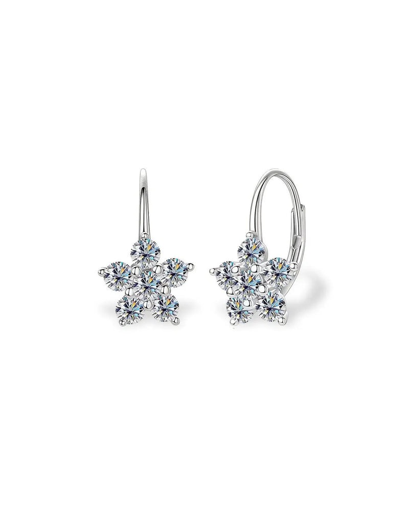 18K Solid Gold 1.2ctw Delicate Floral Natural Diamond Stud Earrings