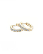 18K Solid Gold Classic Lab Grown Diamond Hoop Earrings | Diamond Huggie Hoops - Close Up