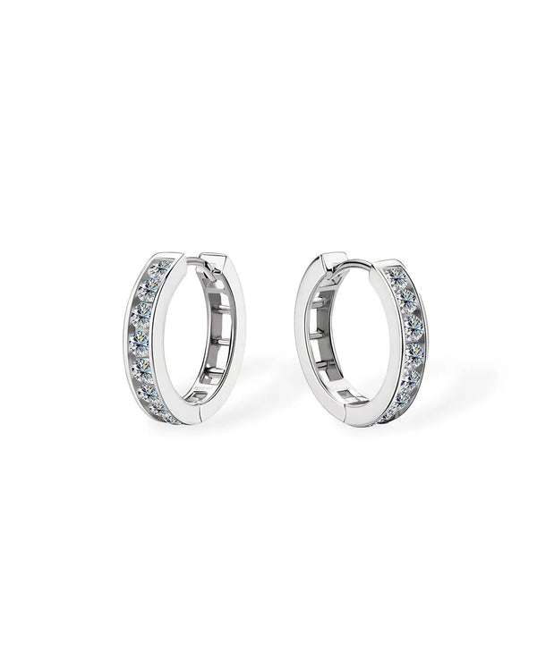 14K Solid Gold Classic Natural Diamond Hoop Earrings | Diamond Huggie Hoops