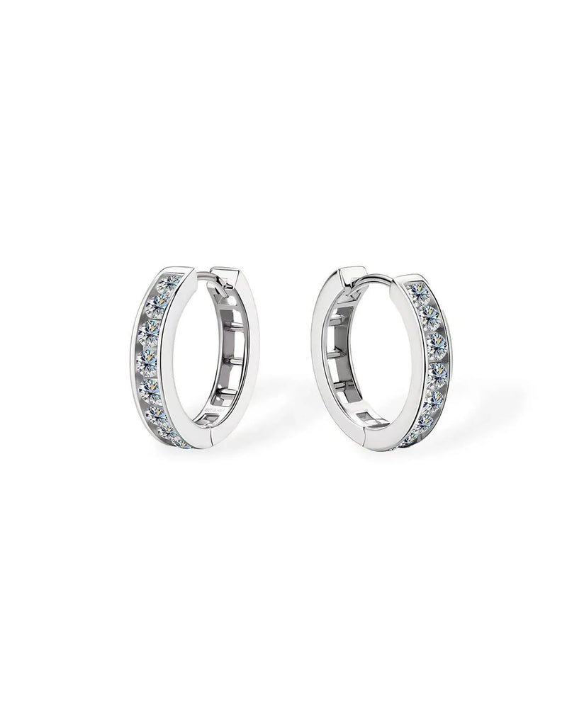 14K Solid Gold Classic Lab Grown Diamond Hoop Earrings | Diamond Huggie Hoops