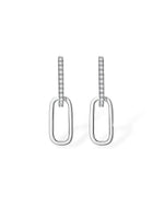 18K Solid Gold Dual Hoop Natural Diamond Drop Earrings