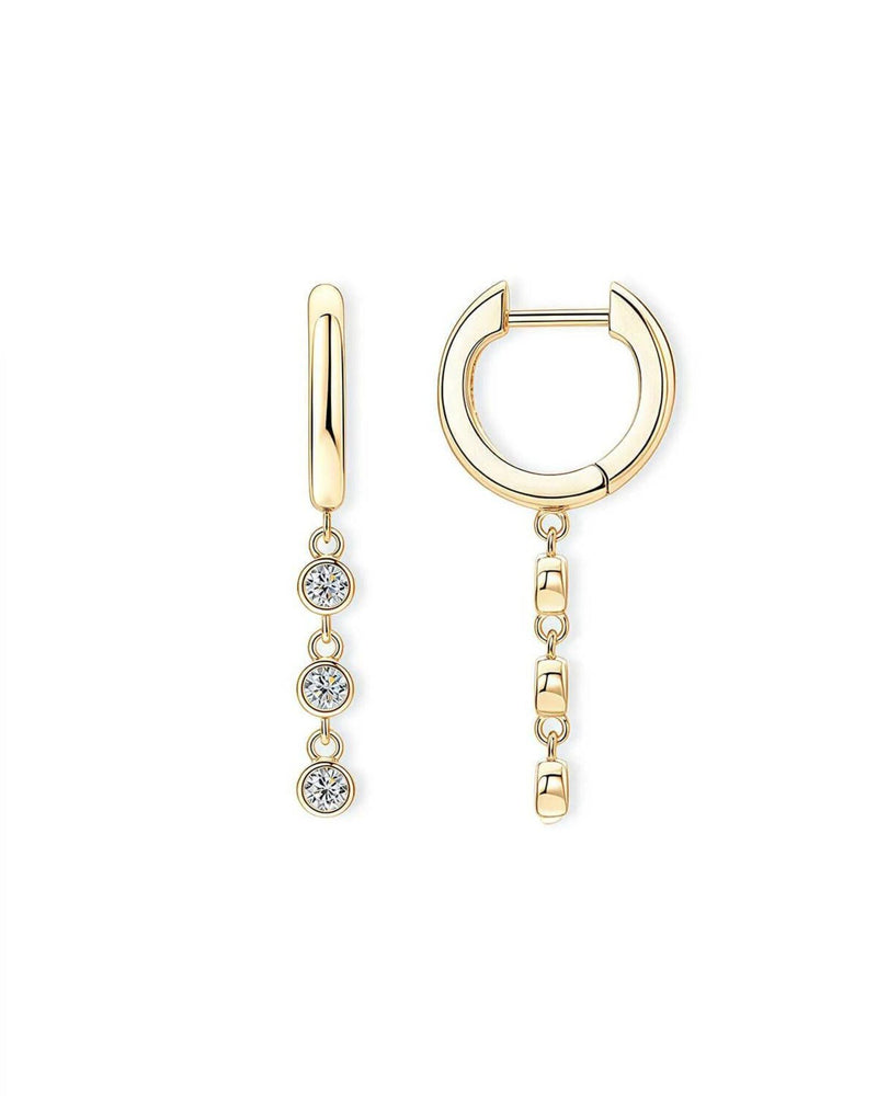 18K Solid Gold Dangling Lab Grown Diamond Drop Earrings - Detail | Riyanika Jewels