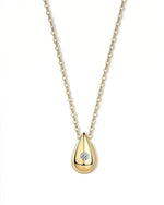 14K Solid Gold Teardrop Pendent Lab Grown Diamond Chain Necklace