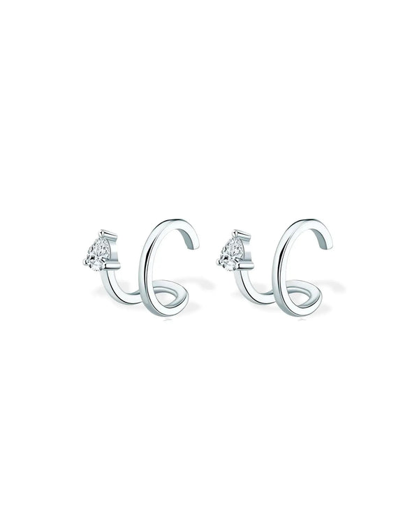 18K Solid Gold Pear Cut 0.3ctw Natural Diamond Ear Cuff