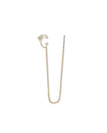 14K Solid Gold Lab Grown Diamond Star Chain Cuff Earring | 14K Solid Gold Threader and Clip On Design