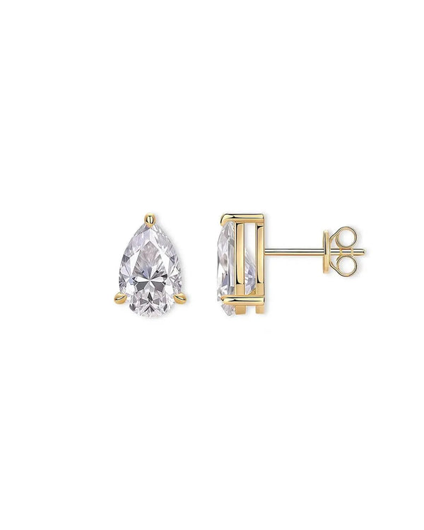 14K 2ct Lab Grown Diamond Pear Cut Solitaire Stud Earrings