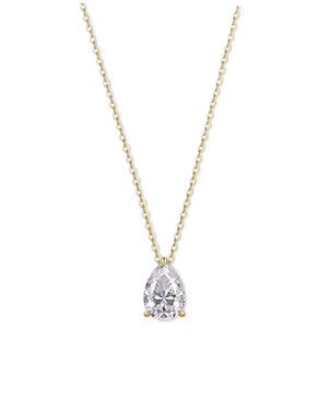 18K Solid Gold 2CT Pear Cut Natural Diamond Solitaire Necklace