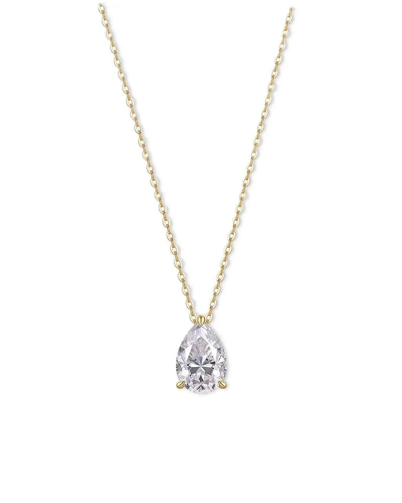 14K 2ct Lab Grown Diamond Pear Cut Solitaire Pendant Necklace