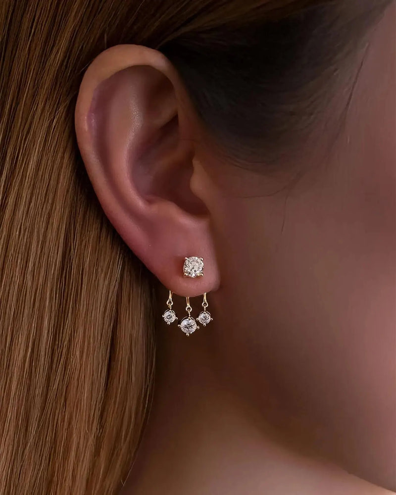 18K Solid Gold 2.4ctw Lab Grown Diamond Split Drop Earrings | Unique Diamond Dangle Earrings - Detail | Riyanika Jewels