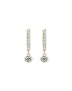18K Solid Gold 13mm Full Pavé Lab Grown Diamond Drop Hoop Earrings | 18K Solid Gold Diamond - Side View | Riyanika Jewels