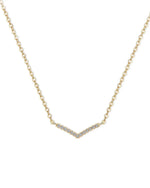 14K Solid Gold V Shaped Natural Diamond Necklace | 14K Solid Gold Minimal Layered Pendant Necklace