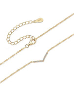 14K Solid Gold V Shaped Natural Diamond Necklace | 14K Solid Gold Minimal Layered Pendant Necklace