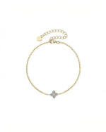 18K Solid Gold Single Flower 0.4ct Lab Grown Diamond Bracelet | Four Leaf Clover Diamond - Side View