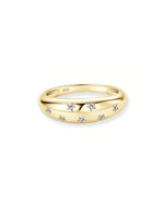 14K Solid Gold Star Inspired Natural Diamond Ring | 14K Solid Gold Minimal Stackable Diamond Band