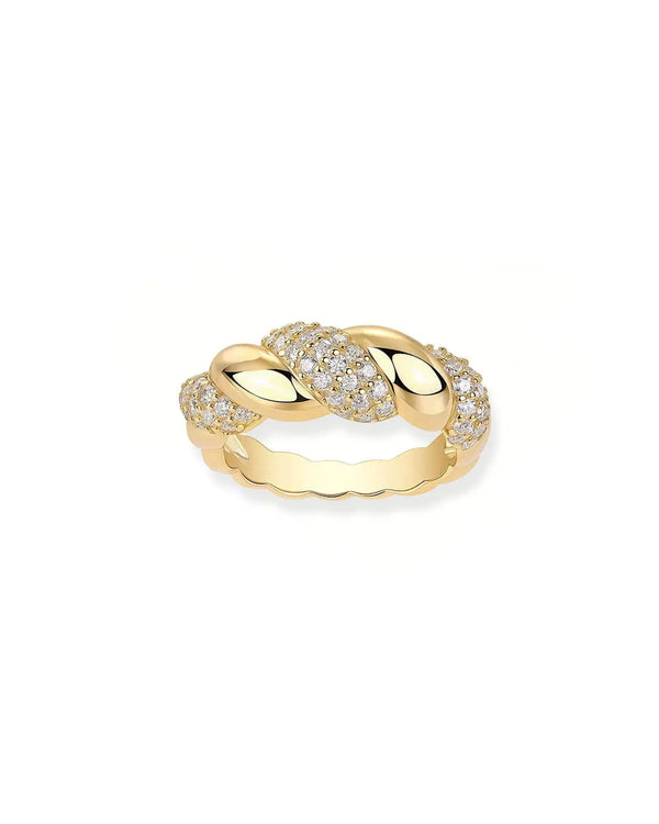 18K Solid Gold Stackable Twist Design 0.8ct Natural Diamond Ring