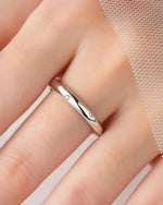 18K Solid Gold Natural Diamond Dainty Band Ring | 18K Gold Stackable Petite Ring - Detail | Riyanika Jewels