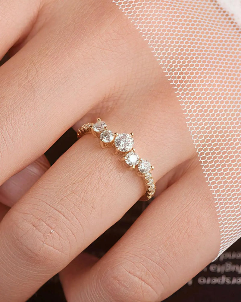 14K 0.7ct Natural Diamond Cluster Ring