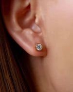 14K Natural Diamond Bezel Stud Earrings